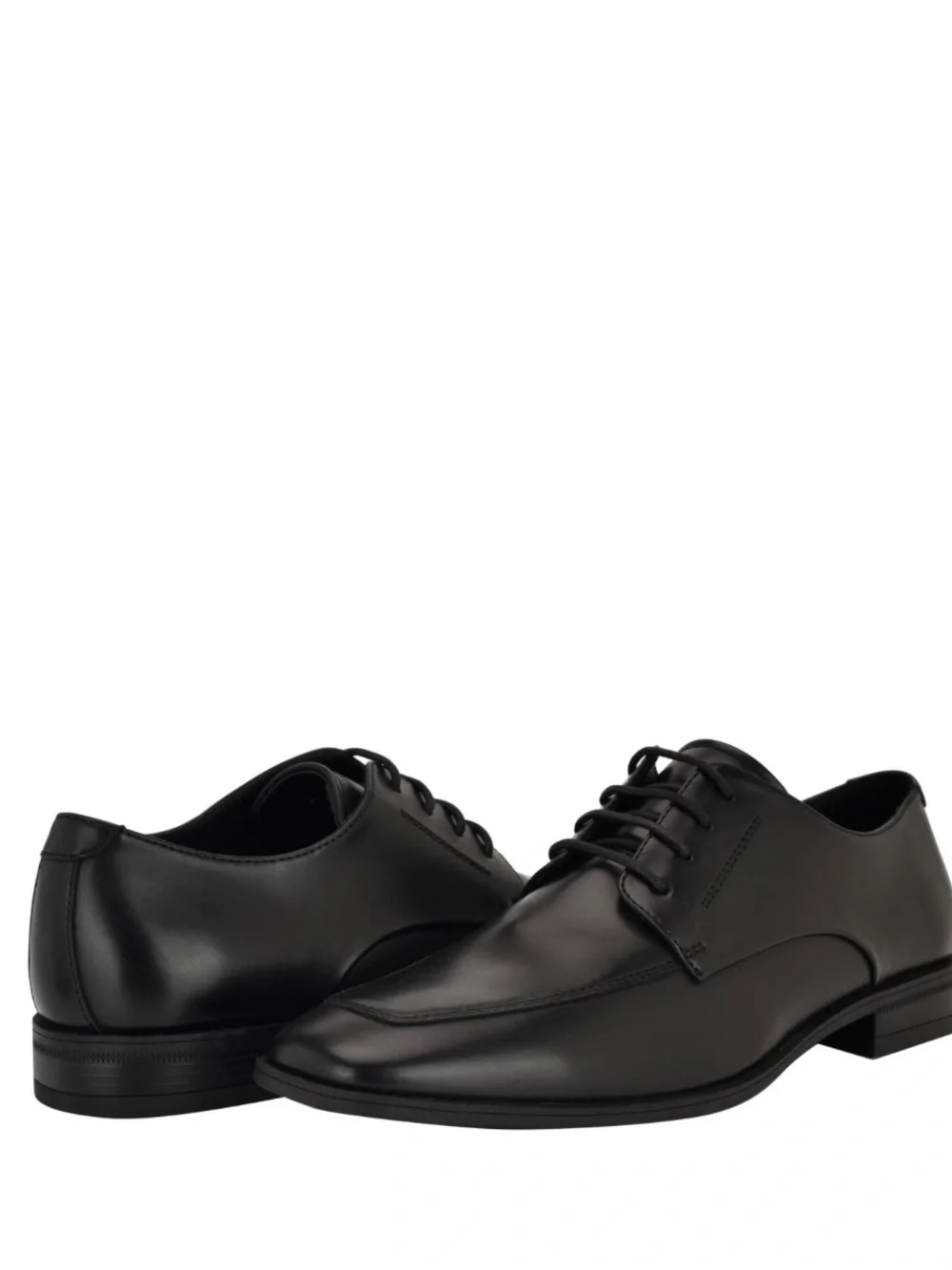 Calvin Klein Black Leather Square-Toe Derby Shoes